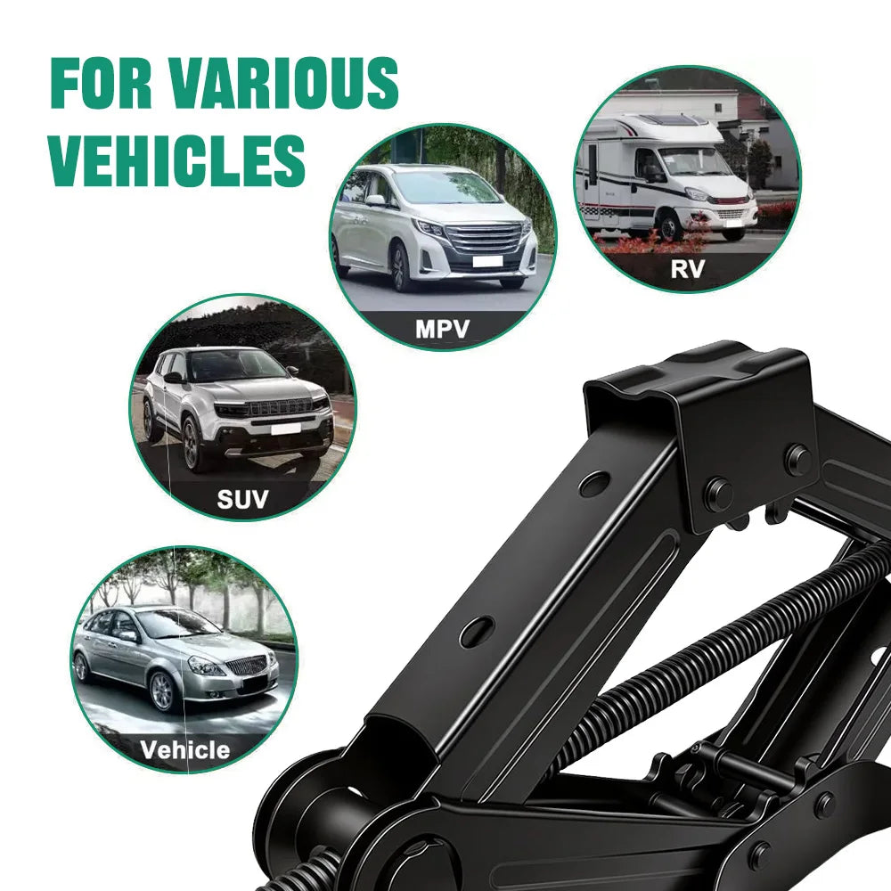 Gata Tijera Mecánica para Auto y SUV – con Base Estabilizadora y Llave Cruz, para Cambiar Neumáticos