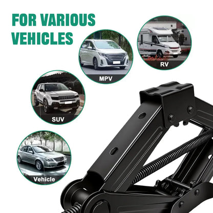 Gata Tijera Mecánica para Auto y SUV – con Base Estabilizadora y Llave Cruz, para Cambiar Neumáticos