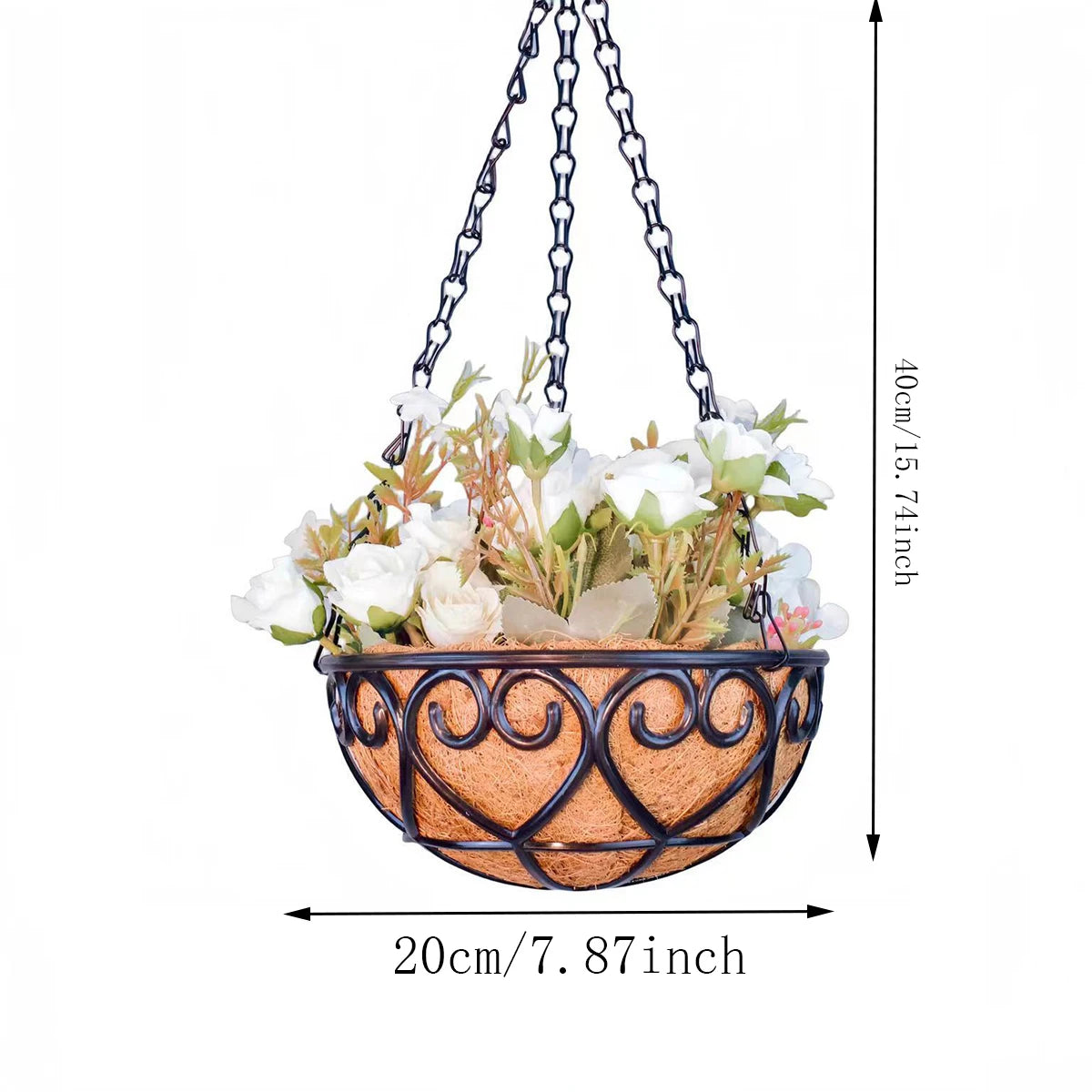 Macetero Colgante Redondo con Cadena – Estilo Coco para Suculentas y Plantas