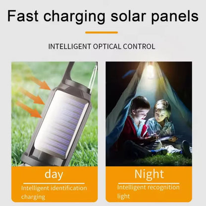 Luz LED Solar para Camping y Exterior – Recargable (Solar + USB-C), Regulable e Impermeable IP65