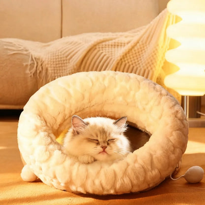 Cama Cueva Cerrada para Gatos – Saco de Dormir de Felpa Suave, Abrigado y Anti-Ansiedad