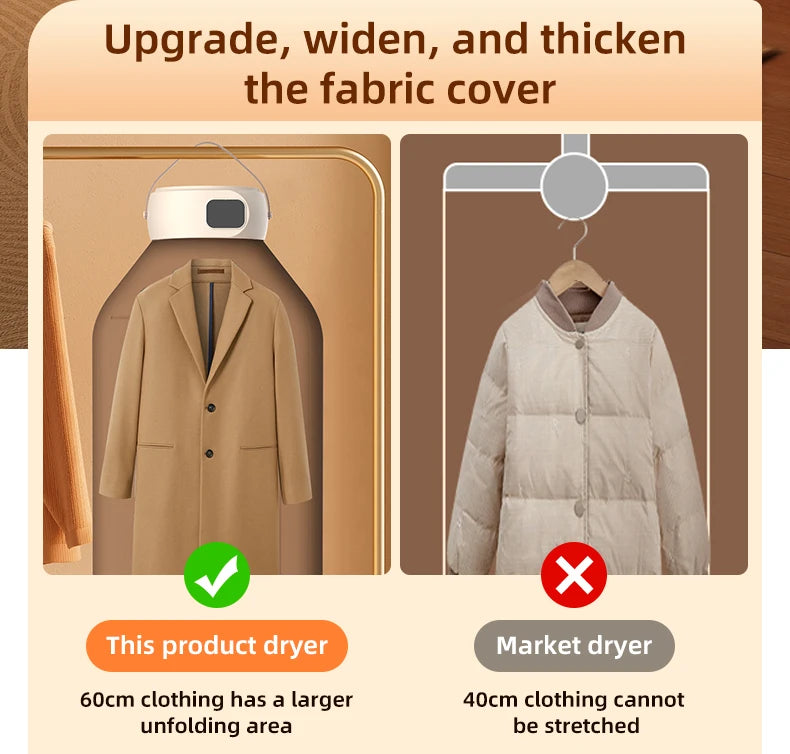 Secadora de Ropa Portátil Plegable – Secado Rápido por Aire Caliente, Temporizador Digital y Luz UV