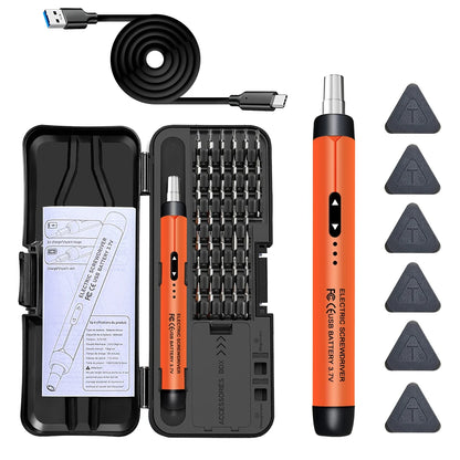 Set Destornillador Eléctrico de Precisión Recargable – 38 Puntas CRV para Celulares y Electrónica
