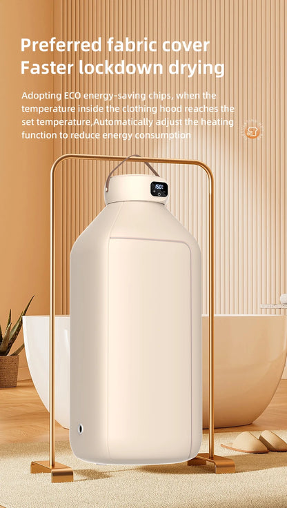 Secadora de Ropa Portátil Plegable – Secado Rápido por Aire Caliente, Temporizador Digital y Luz UV