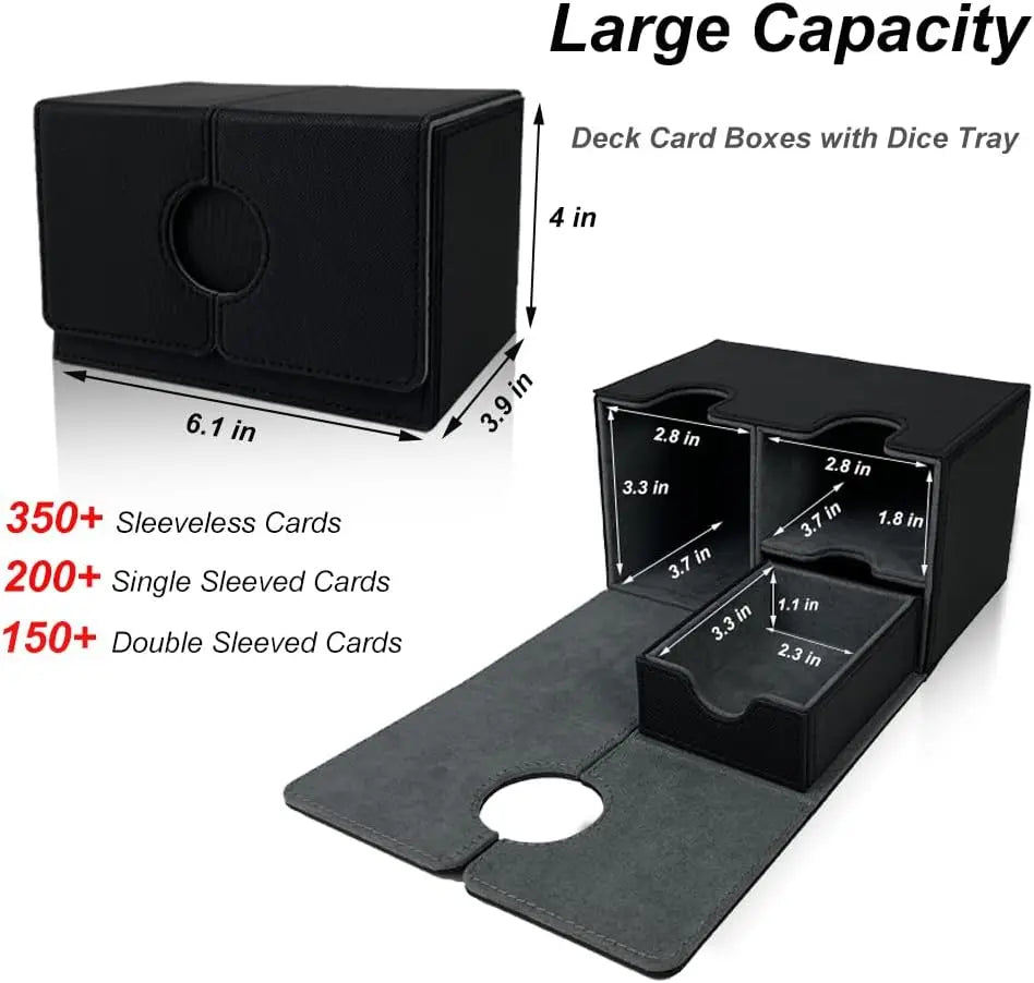 Caja Organizadora para Mazos de Cartas (Deck Box) – Cierre Magnético y Bandeja para Dados