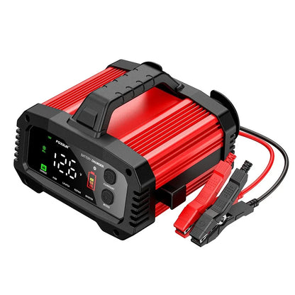 Cargador de Batería Inteligente 25A/15A – Autos y Motos 12V/24V, 8 Etapas, Booster de Arranque y Reparación por Pulsos