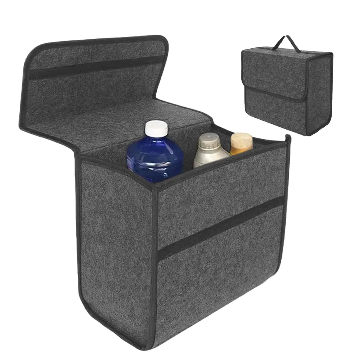 Organizador de Maletero para Auto Plegable de Fieltro – Caja de Almacenamiento para Herramientas, Compras y Más