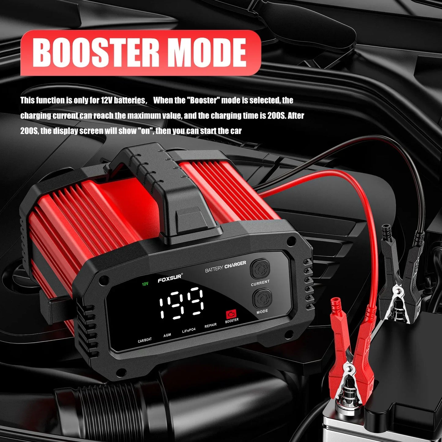 Cargador de Batería Inteligente 25A/15A – Autos y Motos 12V/24V, 8 Etapas, Booster de Arranque y Reparación por Pulsos