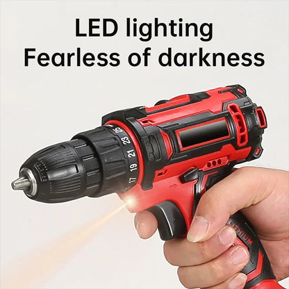 Taladro Atornillador Eléctrico Inalámbrico 16.8V – 2 en 1 (Taladrar y Atornillar), con Luz LED y Batería de Litio