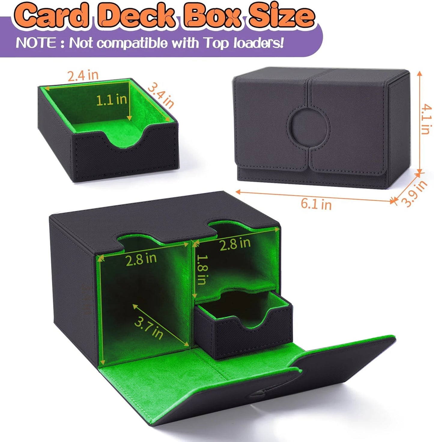 Caja Organizadora para Mazos de Cartas (Deck Box) – Cierre Magnético y Bandeja para Dados