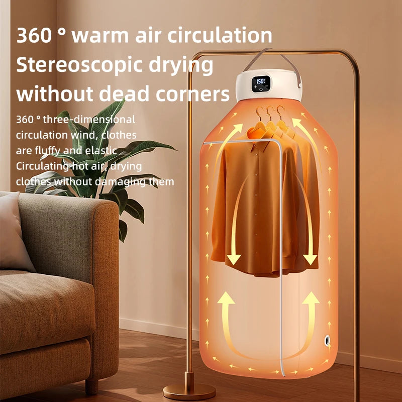Secadora de Ropa Portátil Plegable – Secado Rápido por Aire Caliente, Temporizador Digital y Luz UV