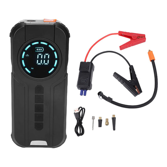 Partidor de Batería Portátil 4 en 1 – Compresor de Aire, Inflador de Neumáticos, Power Bank 10000mAh y Luz de Emergencia