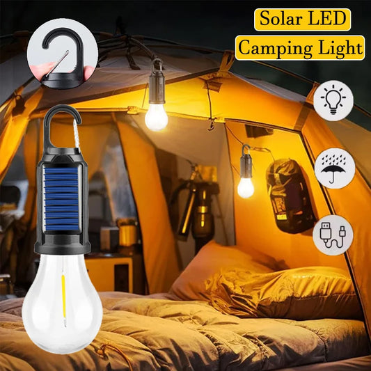 Luz LED Solar para Camping y Exterior – Recargable (Solar + USB-C), Regulable e Impermeable IP65