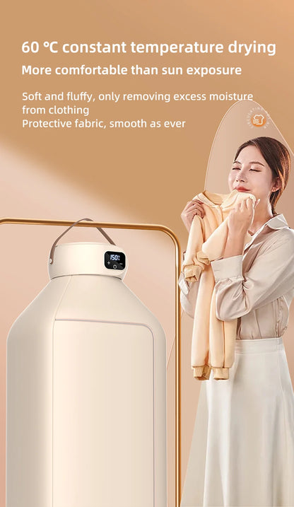Secadora de Ropa Portátil Plegable – Secado Rápido por Aire Caliente, Temporizador Digital y Luz UV