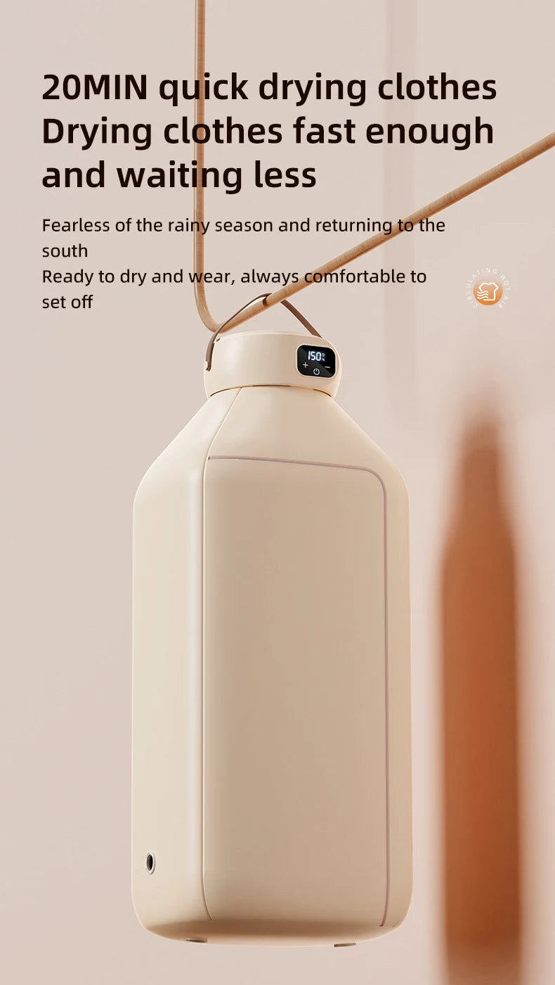 Secadora de Ropa Portátil Plegable – Secado Rápido por Aire Caliente, Temporizador Digital y Luz UV