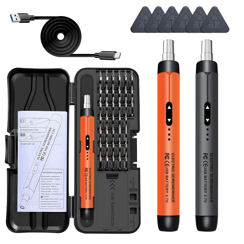 Set Destornillador Eléctrico de Precisión Recargable – 38 Puntas CRV para Celulares y Electrónica