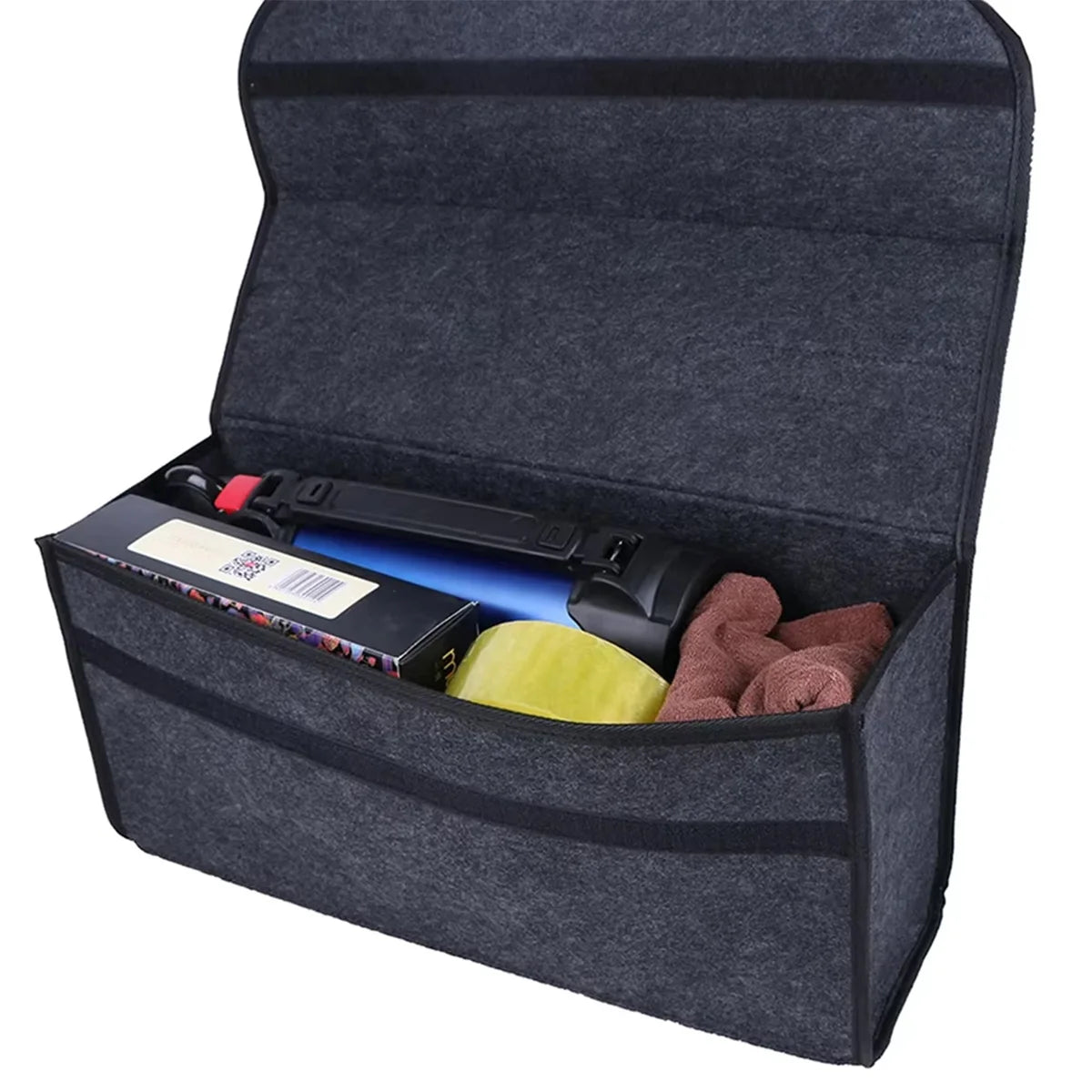 Organizador de Maletero para Auto Plegable de Fieltro – Caja de Almacenamiento para Herramientas, Compras y Más