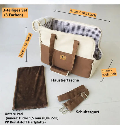 Bolsa de Transporte para Pets Pequenos (Gato ou Cachorro) – Acolchoada, Tela Respirável e Tiracolo, Ideal para Viagens