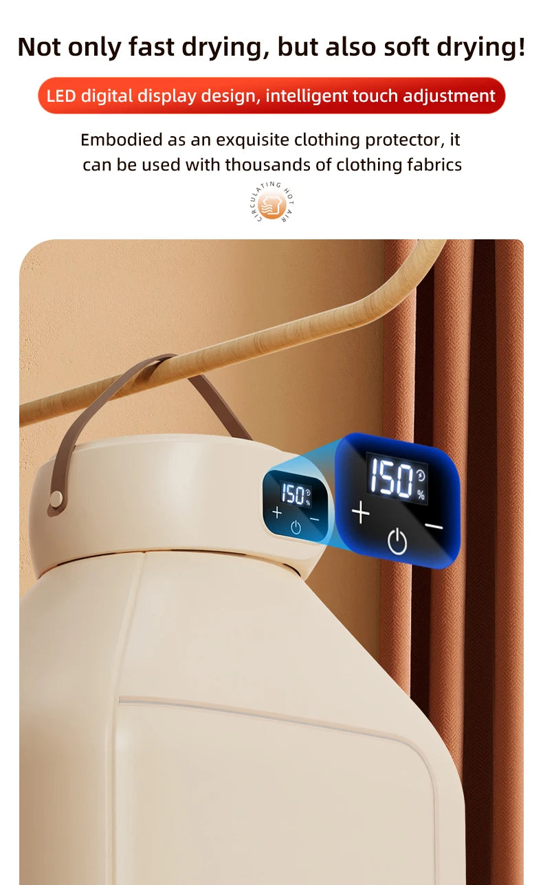 Secadora de Ropa Portátil Plegable – Secado Rápido por Aire Caliente, Temporizador Digital y Luz UV