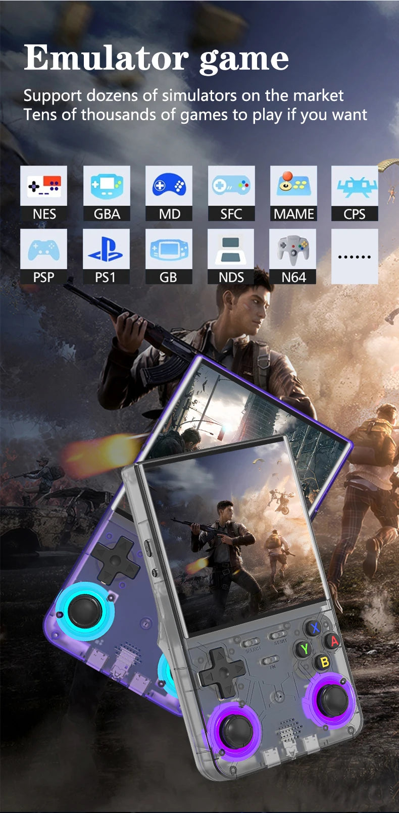 Console Retrô Portátil R36 Ultra – Tela IPS 4'' e +20.000 Jogos