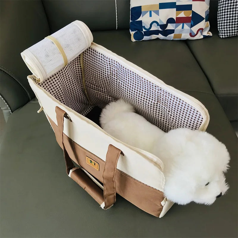 Bolsa de Transporte para Pets Pequenos (Gato ou Cachorro) – Acolchoada, Tela Respirável e Tiracolo, Ideal para Viagens
