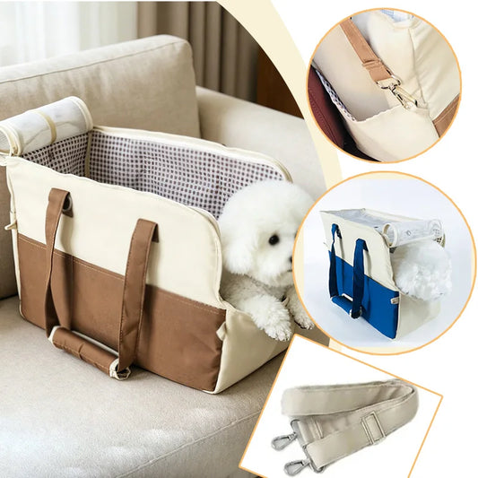 Bolso Transportador para Mascotas Pequeñas (Gato o Perro) – Acolchado, Malla Transpirable y Bandolera, Ideal para Viajes